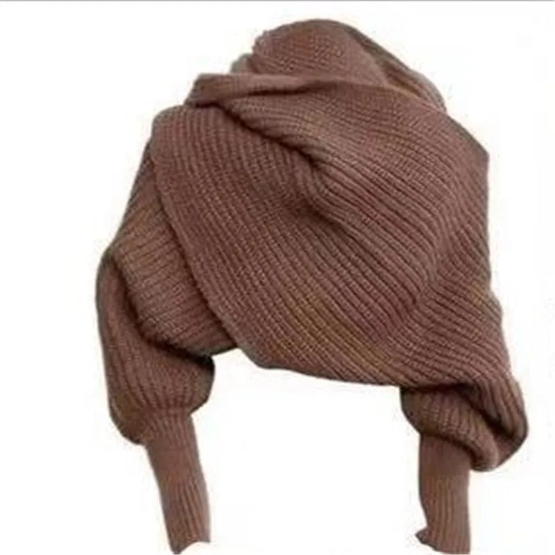 Knit Long Sleeve Winter Shawl Scarf for Fashionable Women