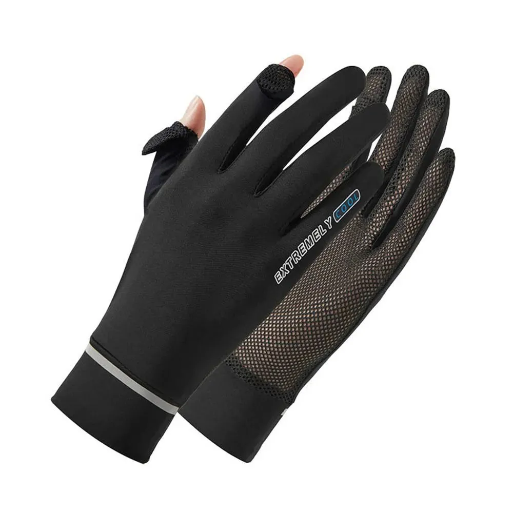 Lady Sunscreen Ice Silk Gloves Female Summer Sun Protection Gloves Fashion Cycling Driving Running Mittens Thin Anti-UV Gloves