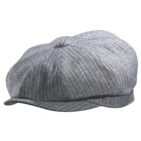 Linen Blend Stripe 8/4 Newsboy Cap by Broner