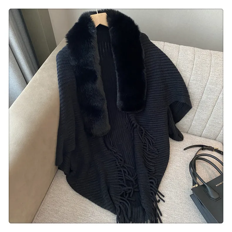 Luexco Exquisite Cloak Wool Collar Knitted Shawl