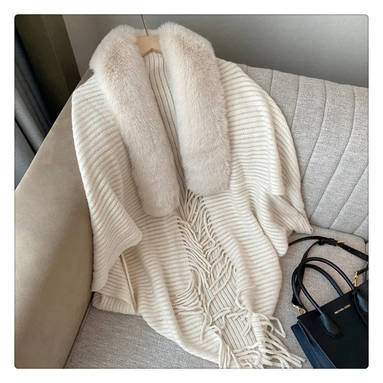 Luexco Exquisite Cloak Wool Collar Knitted Shawl