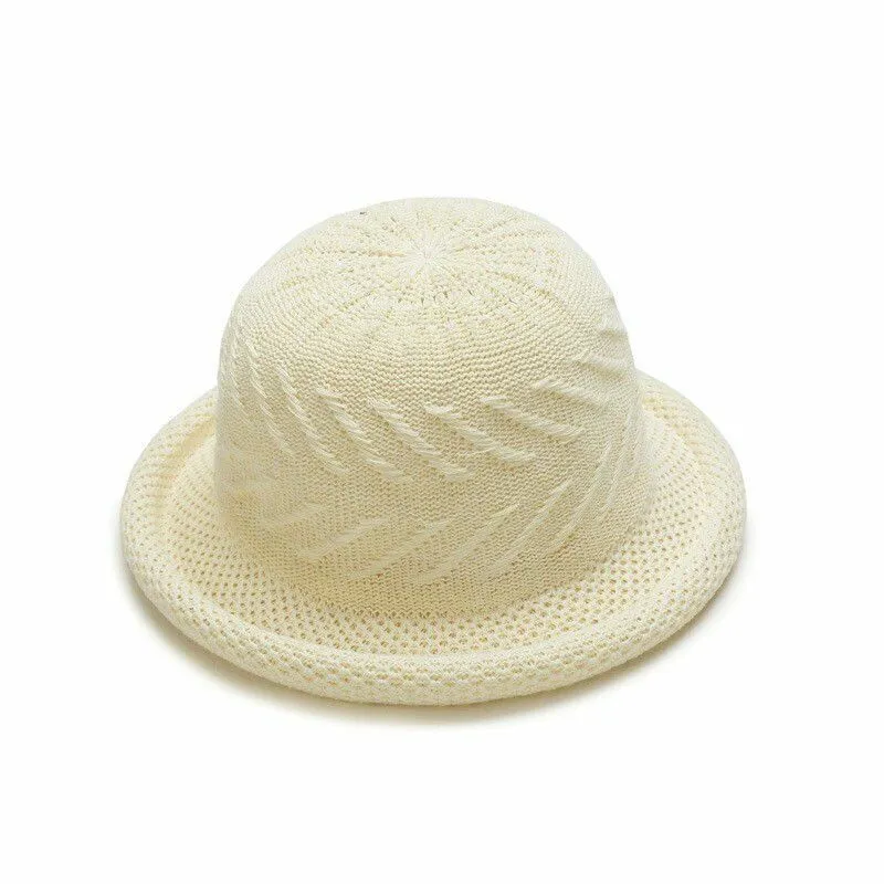 Magik Roll-up Summer Breathable Sun Braided Trim Straw Bowler Cap Cloche Hat