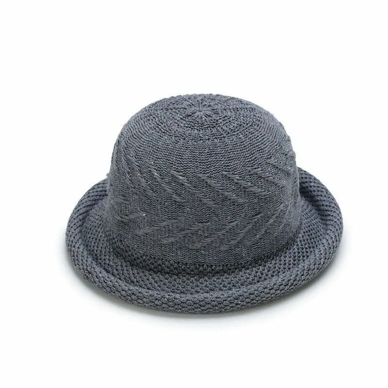 Magik Roll-up Summer Breathable Sun Braided Trim Straw Bowler Cap Cloche Hat