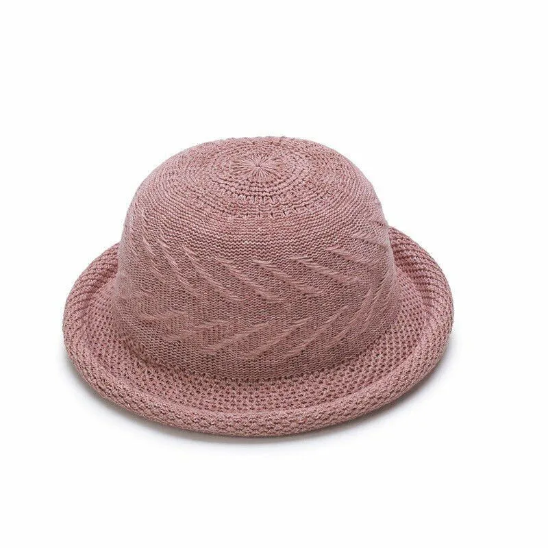 Magik Roll-up Summer Breathable Sun Braided Trim Straw Bowler Cap Cloche Hat