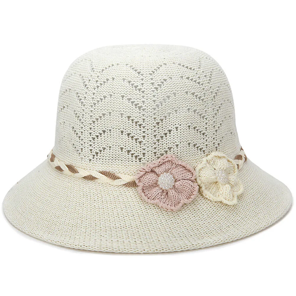 Magik Women Lady Summer Breathable Sun Braided Trim Straw Bowler Cap Cloche Hat