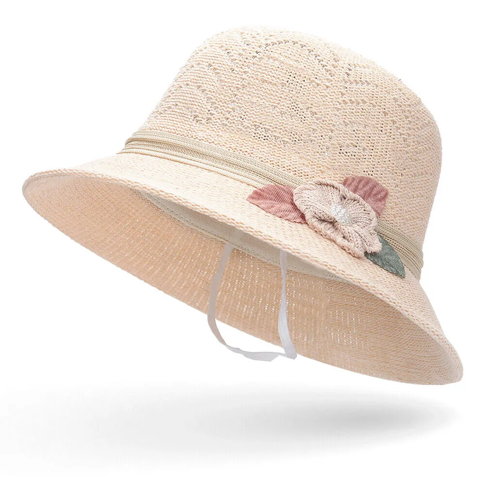 Magik Women Lady Summer Breathable Sun Braided Trim Straw Bowler Cap Cloche Hat