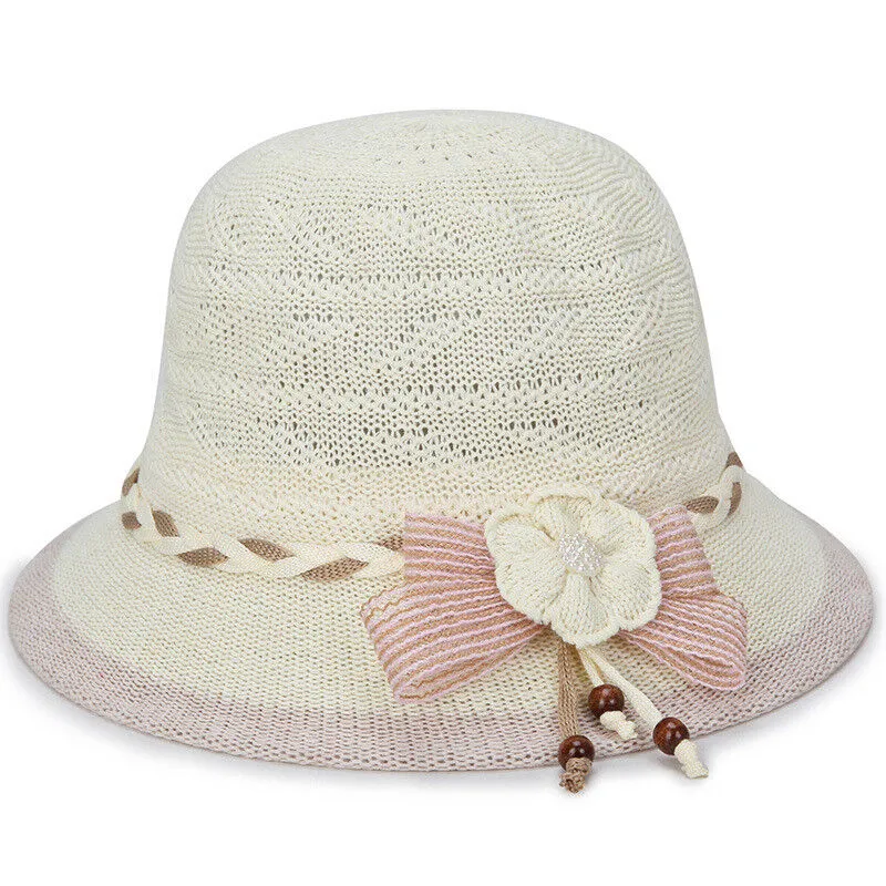 Magik Women Lady Summer Breathable Sun Braided Trim Straw Bowler Cap Cloche Hat