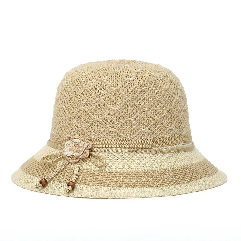 Magik Women Lady Summer Breathable Sun Braided Trim Straw Bowler Cap Cloche Hat