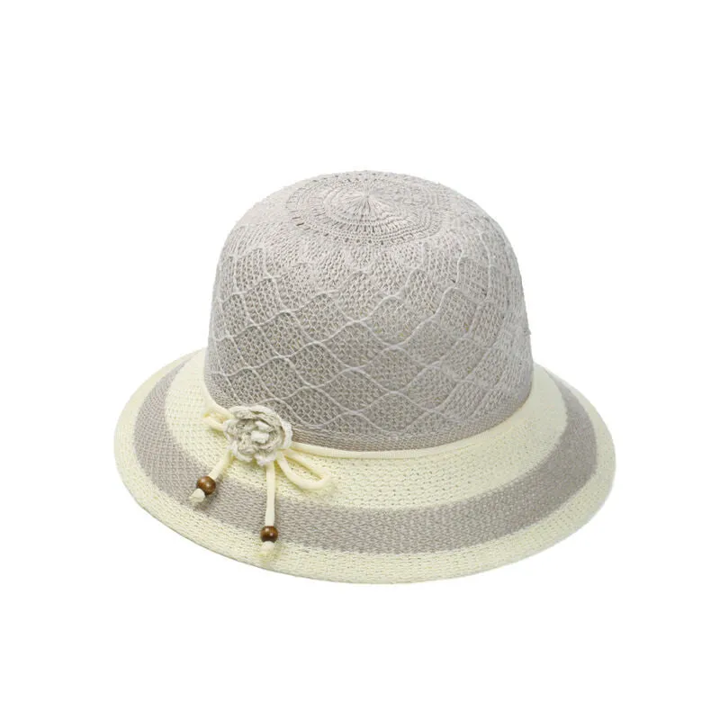 Magik Women Lady Summer Breathable Sun Braided Trim Straw Bowler Cap Cloche Hat