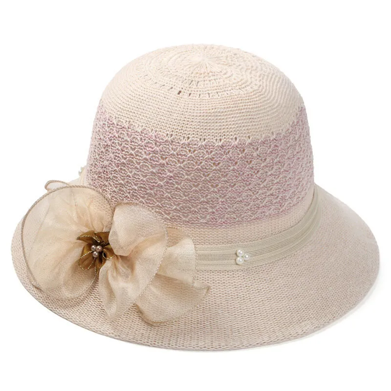 Magik Women Lady Summer Breathable Sun Braided Trim Straw Bowler Cap Cloche Hat