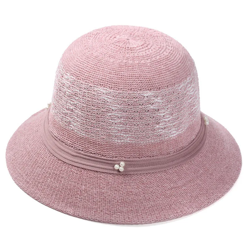 Magik Women Lady Summer Breathable Sun Braided Trim Straw Bowler Cap Cloche Hat