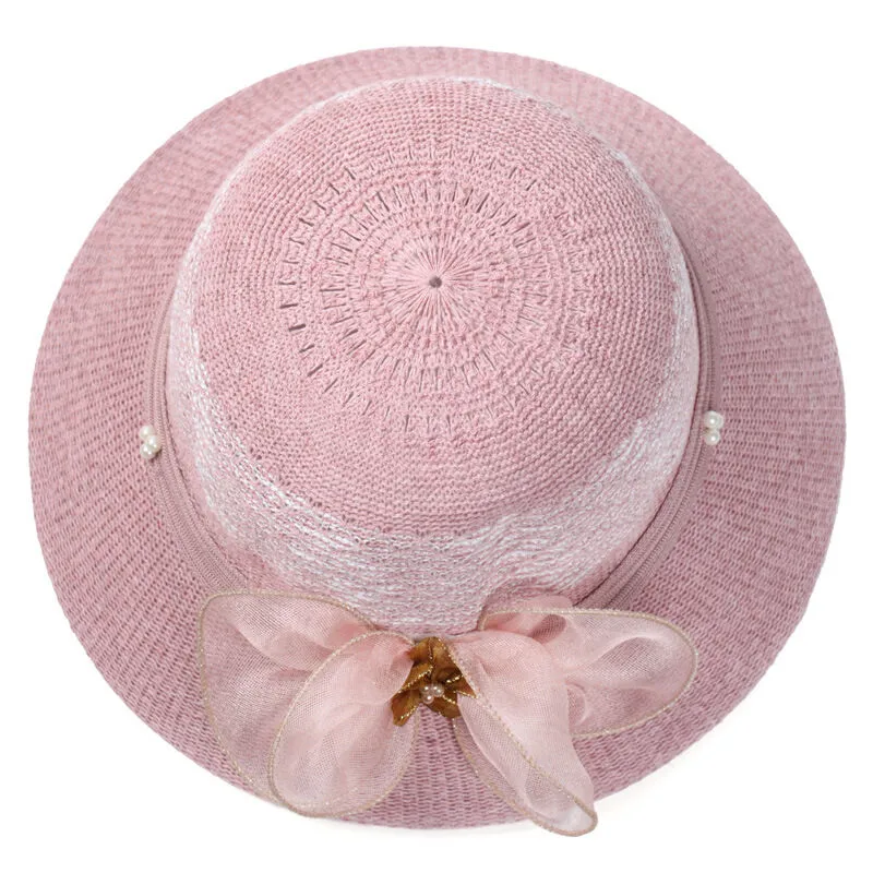 Magik Women Lady Summer Breathable Sun Braided Trim Straw Bowler Cap Cloche Hat