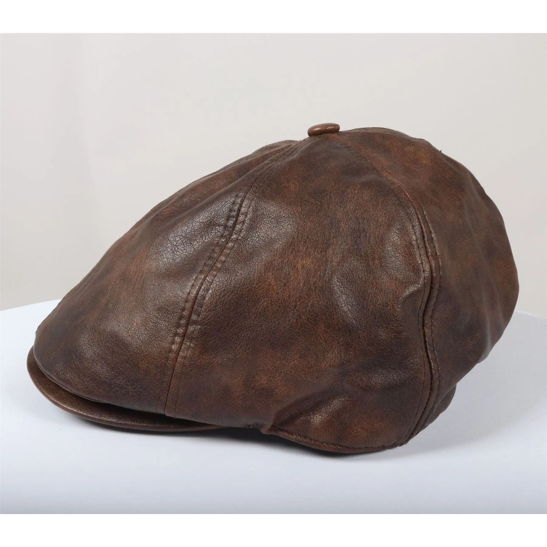 Men's Flat Cap PU Leather Blinders Newsboy Gatsby Duckbill Hat