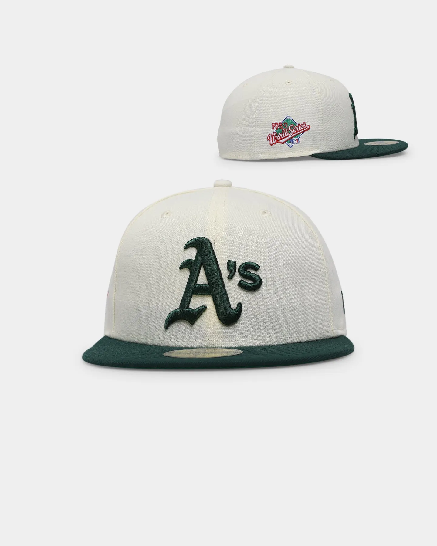 New Era Oakland Athletics 1989 'Off White 2-Tone World Series Patch' 59FIFTY Fitted Chrome White/OTC