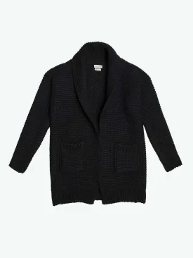 Oversized Shawl Collar Wool Blend Cardigan Black