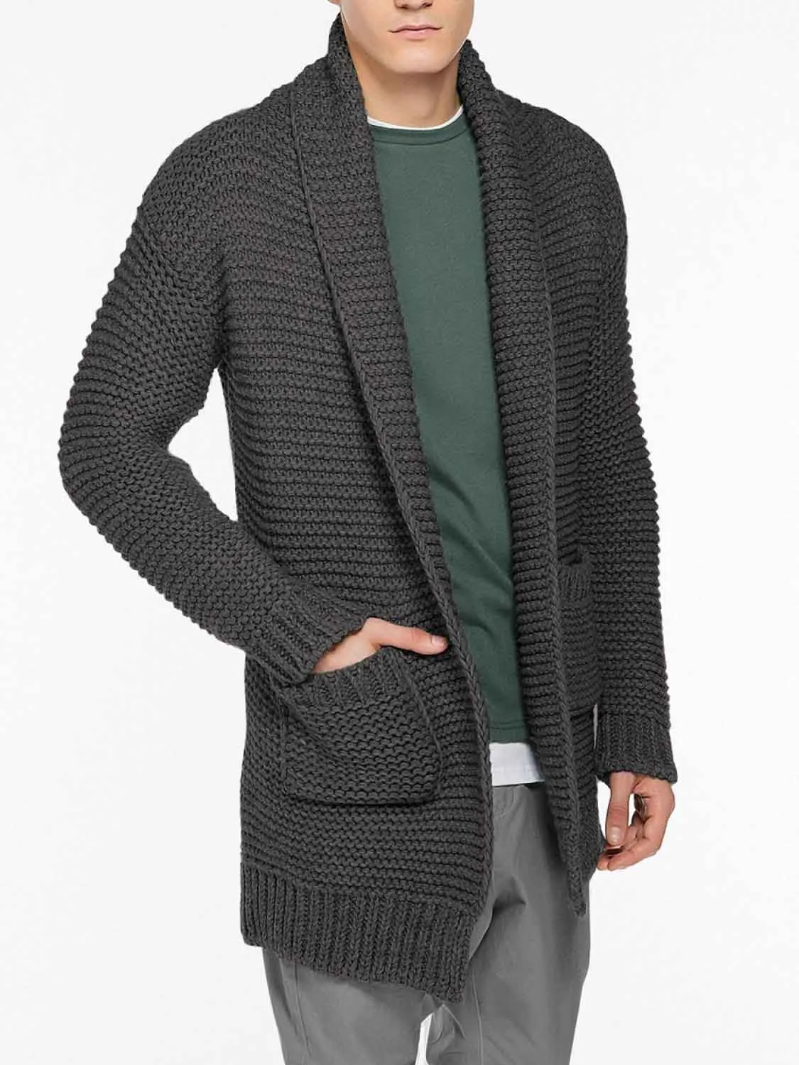 Oversized Shawl Collar Wool Blend Cardigan Taupe