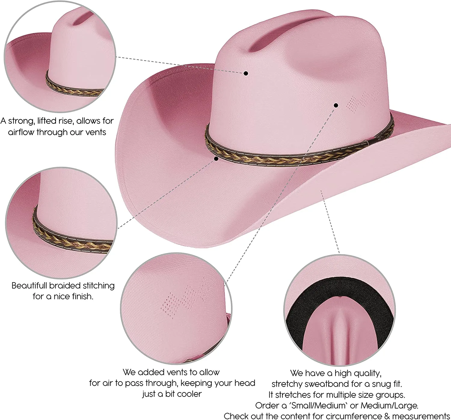 Pink Stallion Pinch Style Cowboy Hat