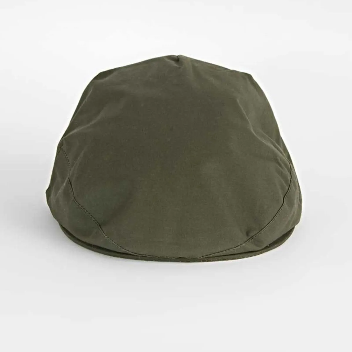 Plain Olive Waxed Cotton Flat Cap