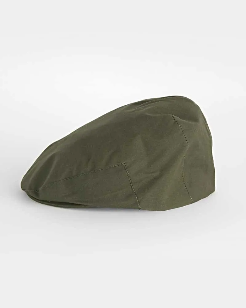 Plain Olive Waxed Cotton Flat Cap