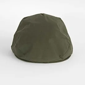 Plain Olive Waxed Cotton Flat Cap