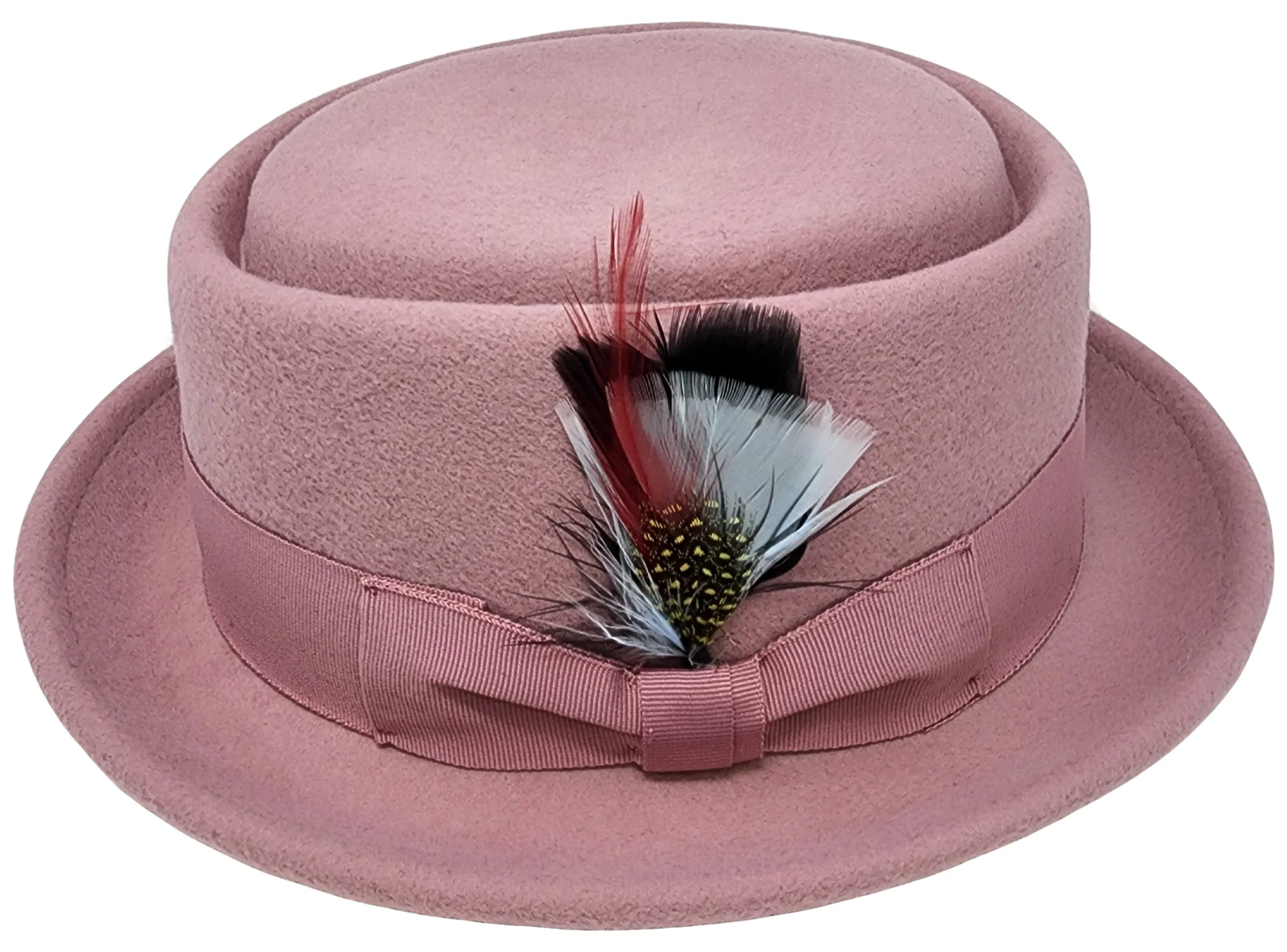 Pork Pie Fedora Hat with Feather | 100% Crushable Wool