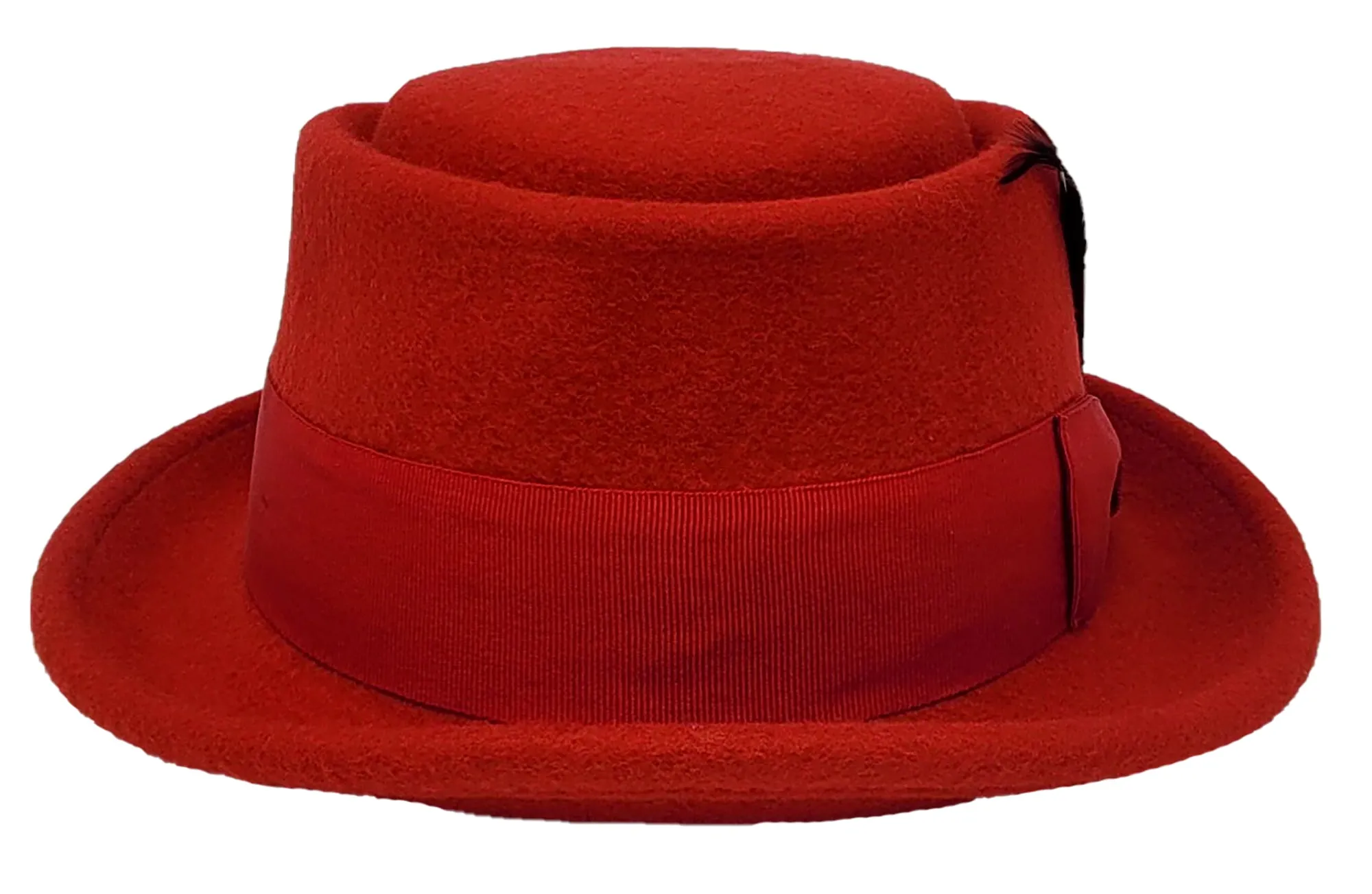 Pork Pie Fedora Hat with Feather | 100% Crushable Wool