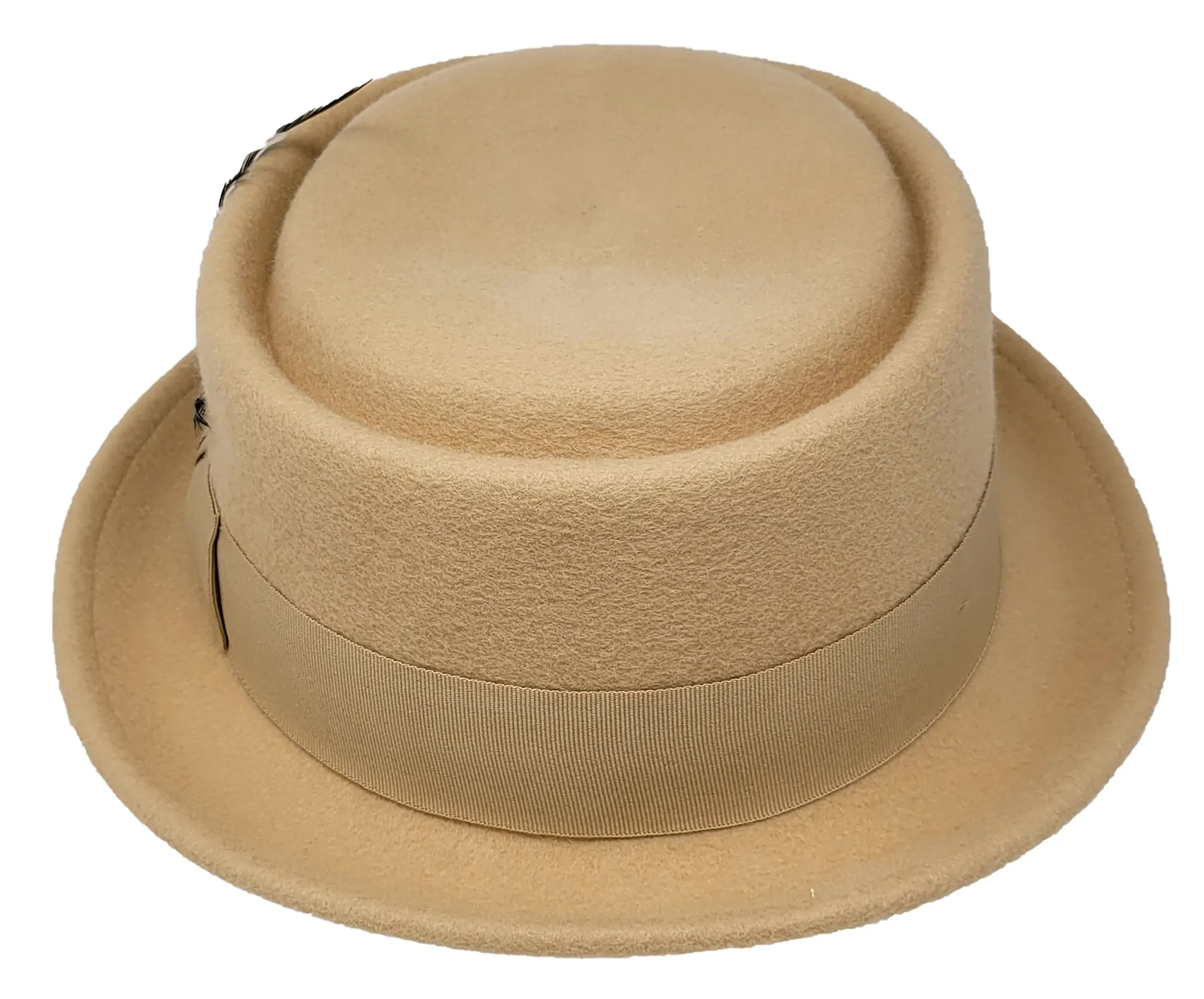 Pork Pie Fedora Hat with Feather | 100% Crushable Wool