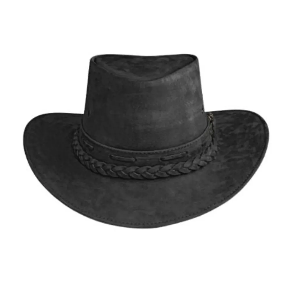 Premium Black Leather Cowboy Hat