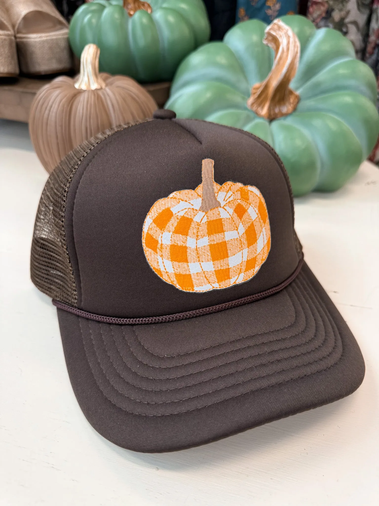 Pumpkin Plaid Trucker Hat