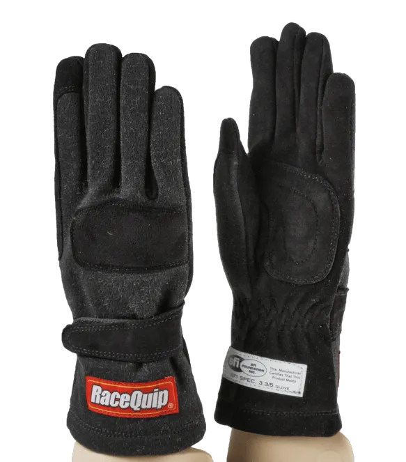 RaceQuip 355 Series 2 Layer Nomex Race Gloves - Black - 3XL - 355008