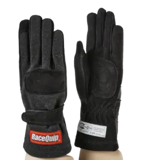 RaceQuip 355 Series 2 Layer Nomex Race Gloves - Black - 3XL - 355008