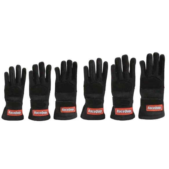 RaceQuip 355 Series 2 Layer Nomex Race Gloves - Black - Kids 2X-Small - 3550090