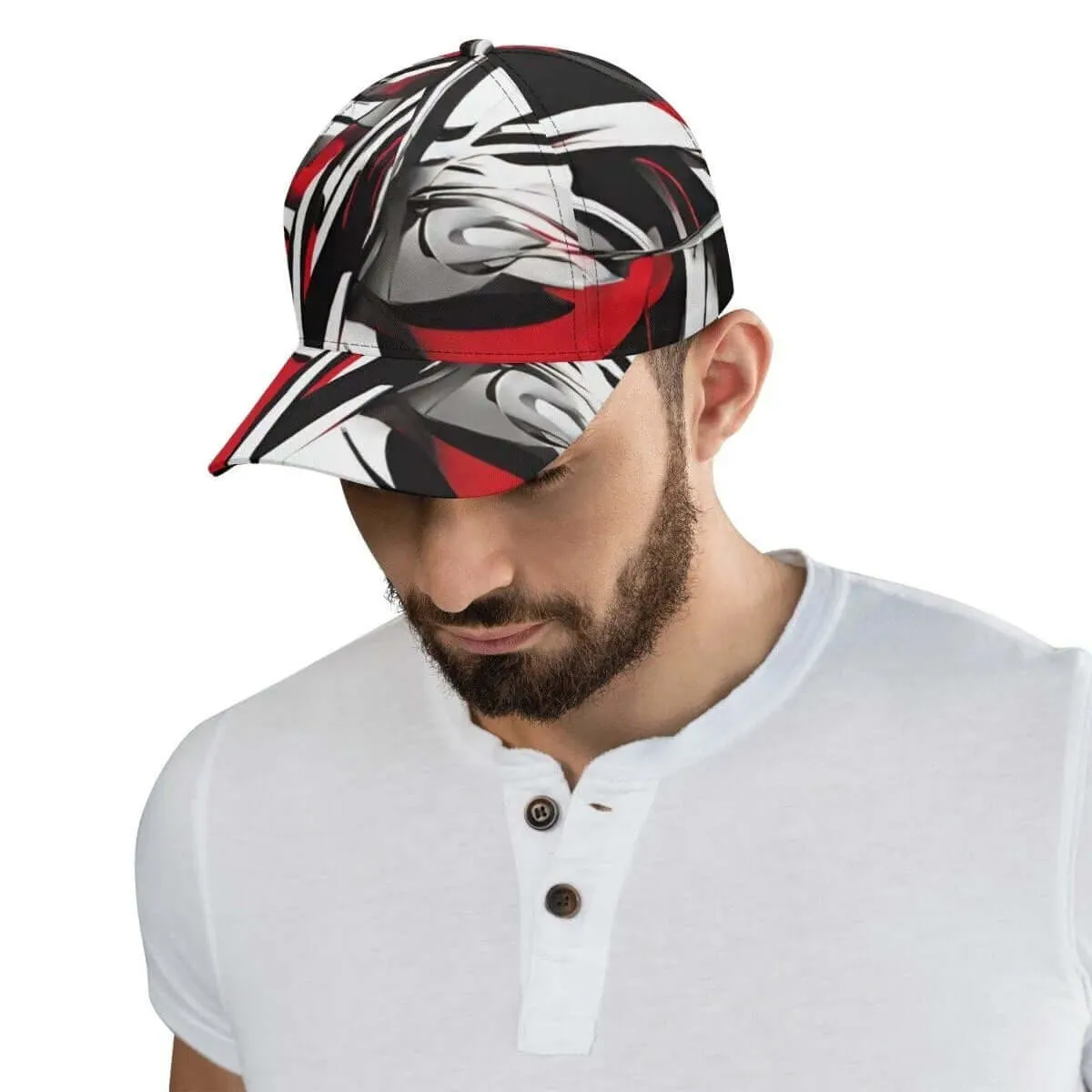 Red Black Grey White Baseball Cap