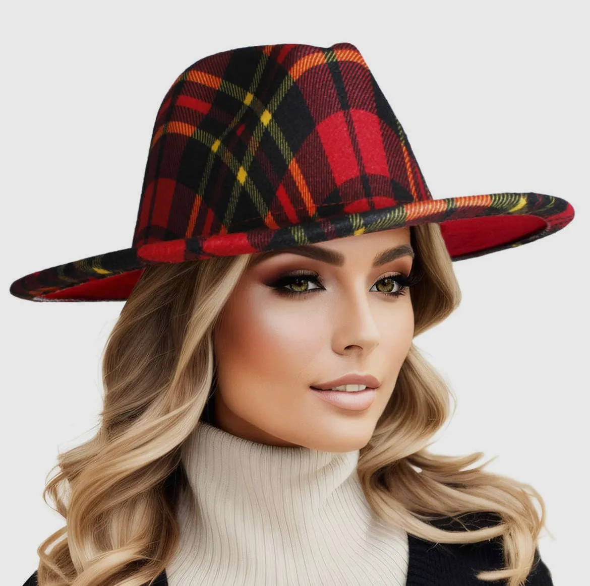 Red Plaid Fedora Hag