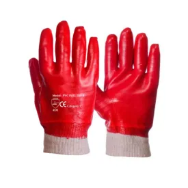 Red PVC Coated Knit Wrist Rubber Work Glove