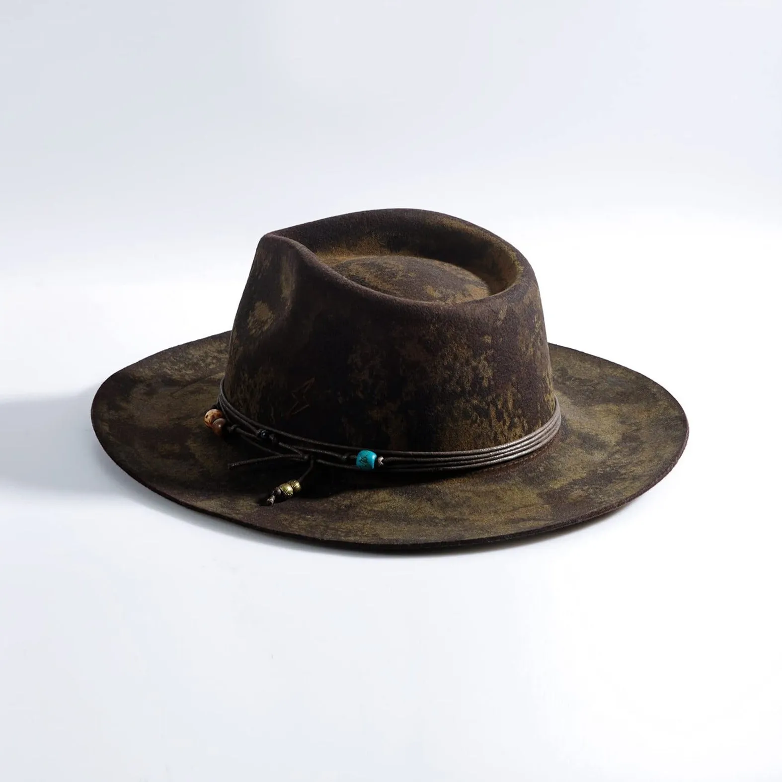 Rustic Chic Distressed Beaded Fedora Hat