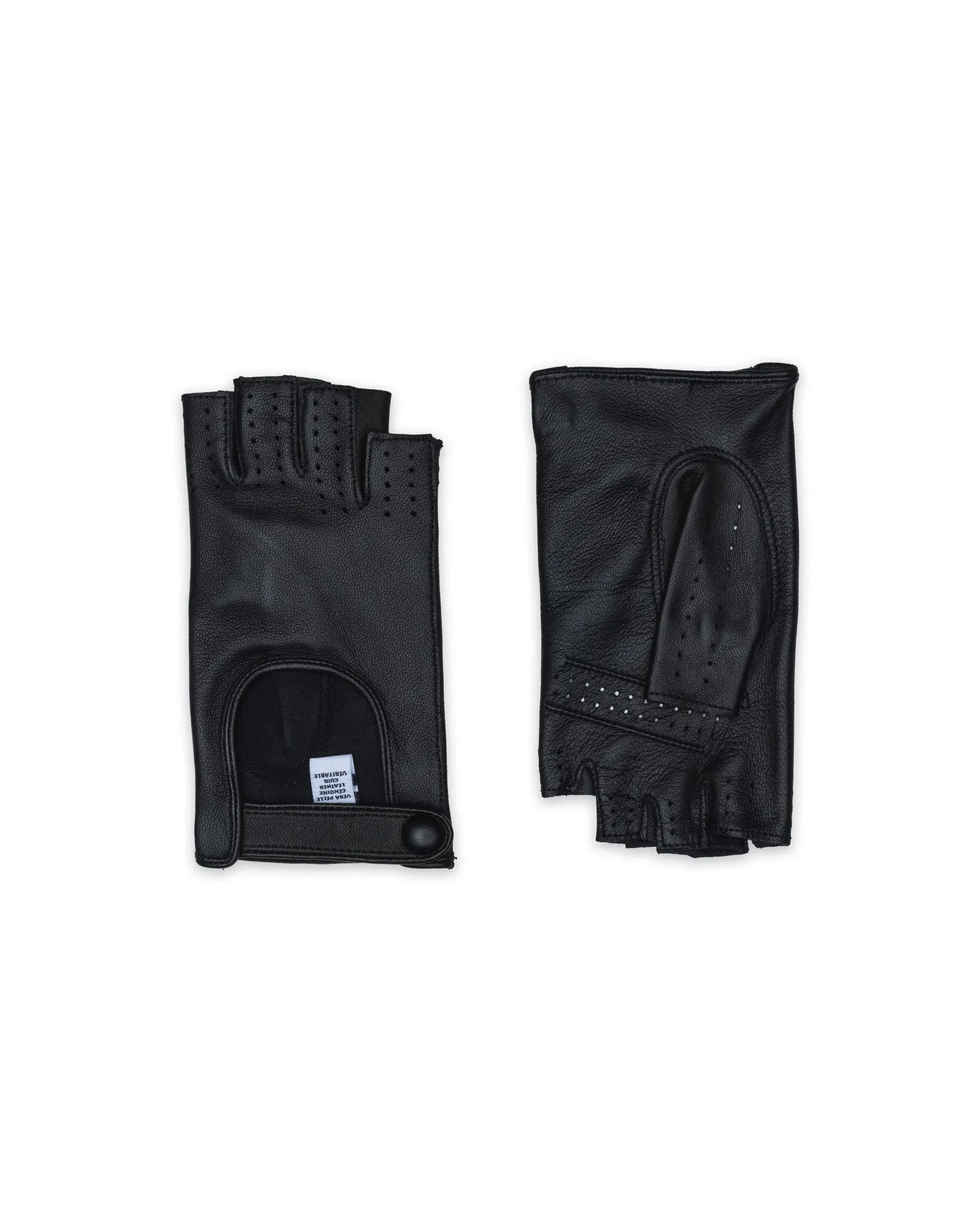 Siracusa Black Leather Driving Gloves