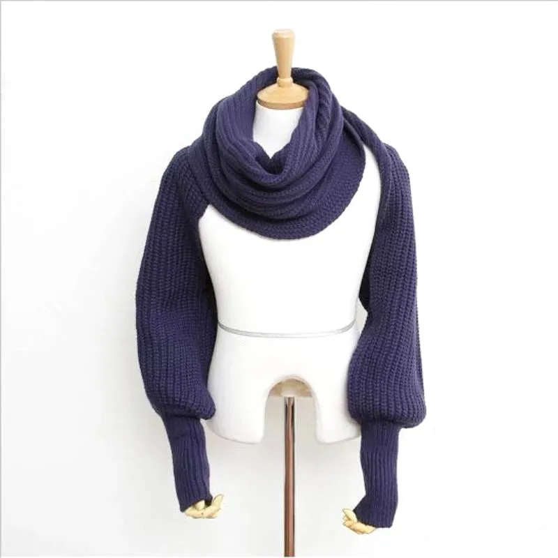 Sleeved- the Knit Shoulder Wrap Shawl With Sleeves 10 Colors