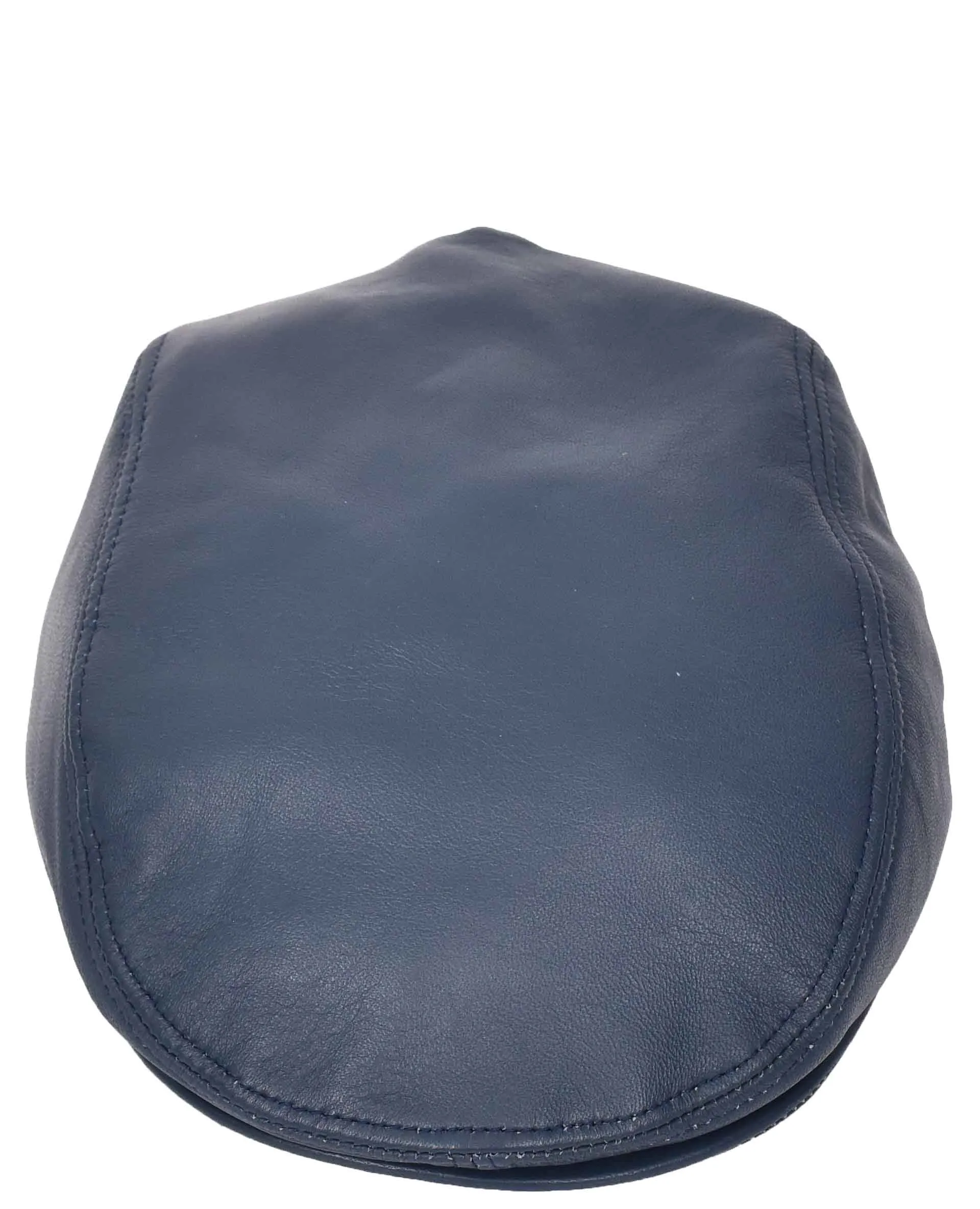 Soft Leather Classic Flat Cap Blue