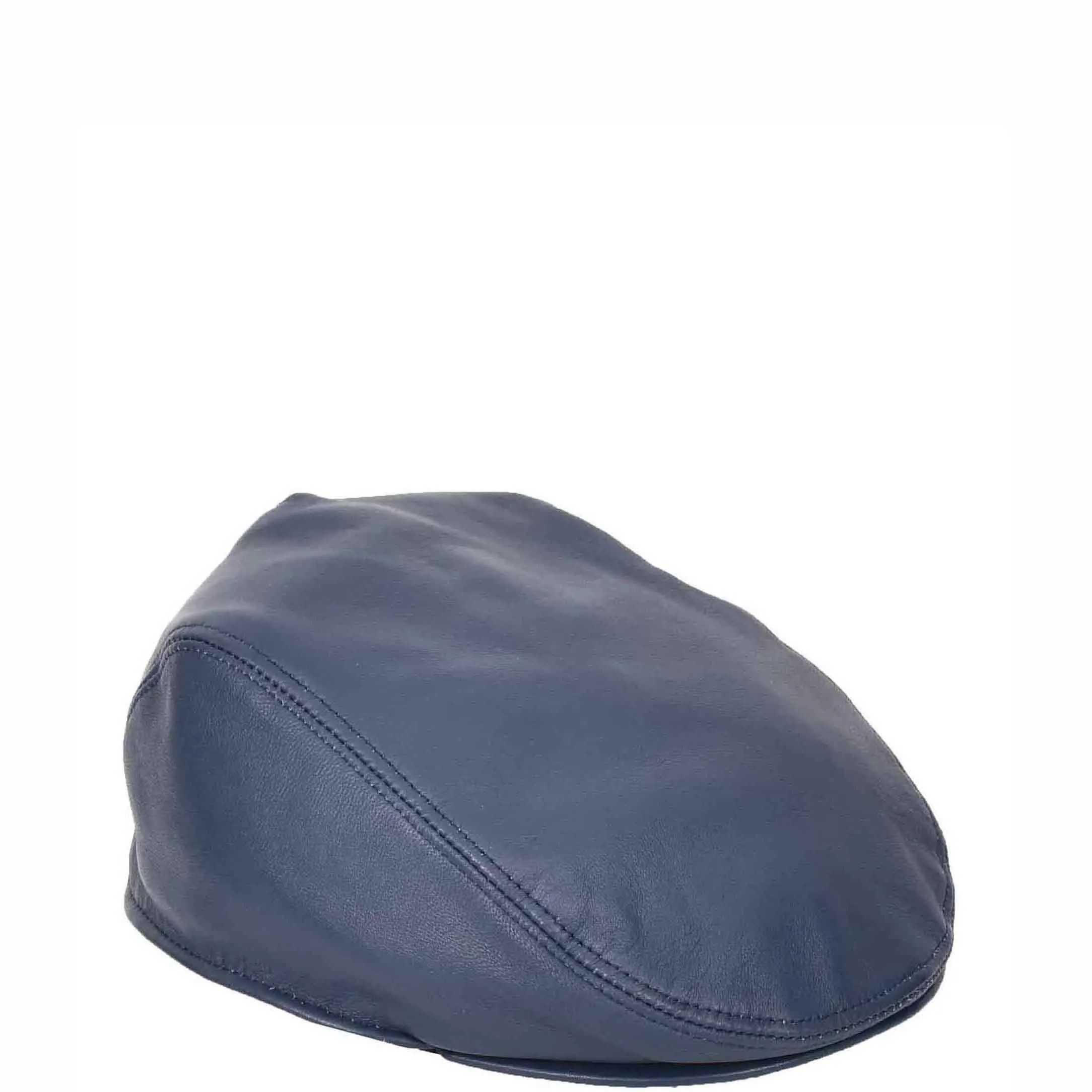 Soft Leather Classic Flat Cap Blue