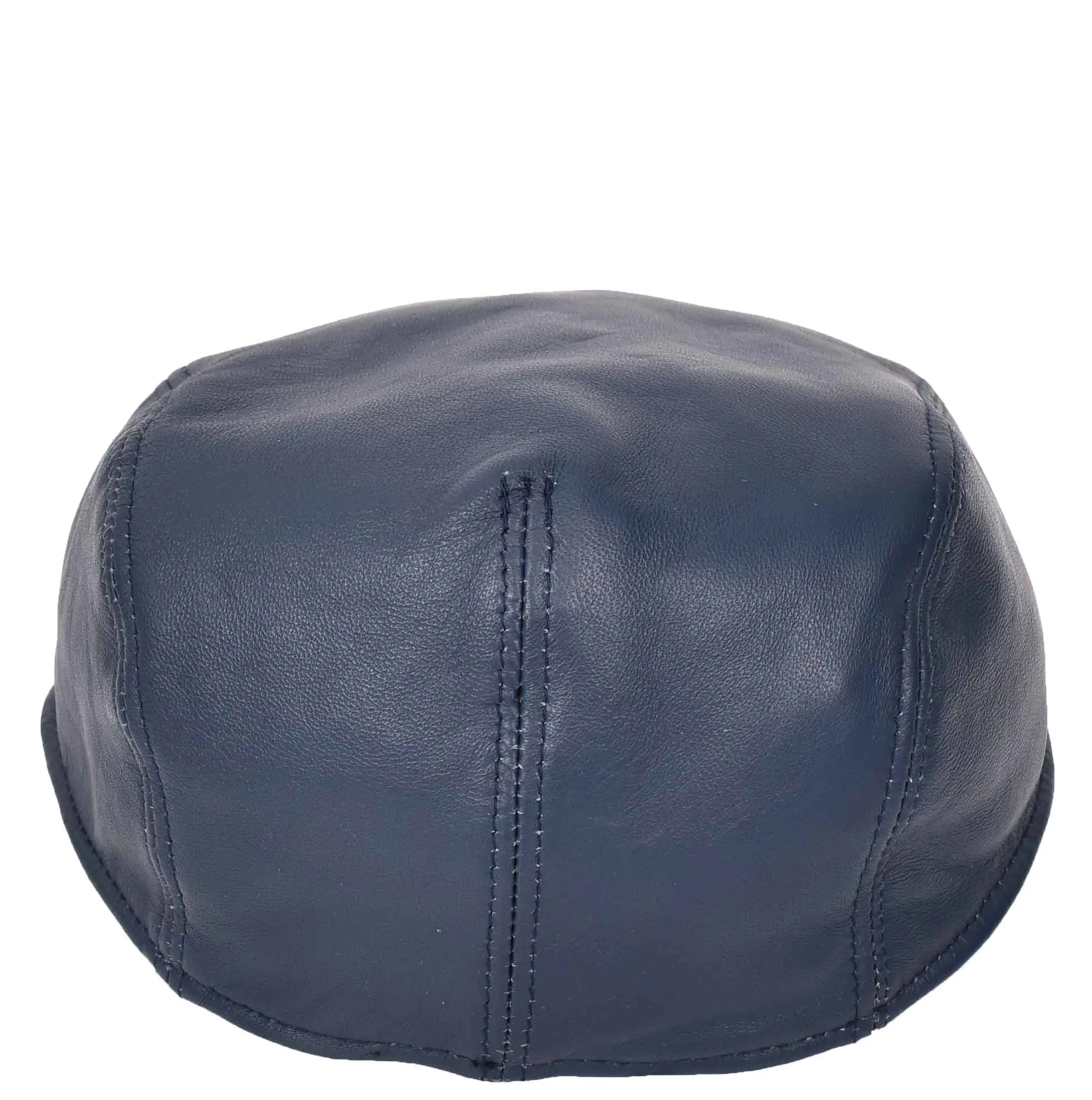 Soft Leather Classic Flat Cap Blue