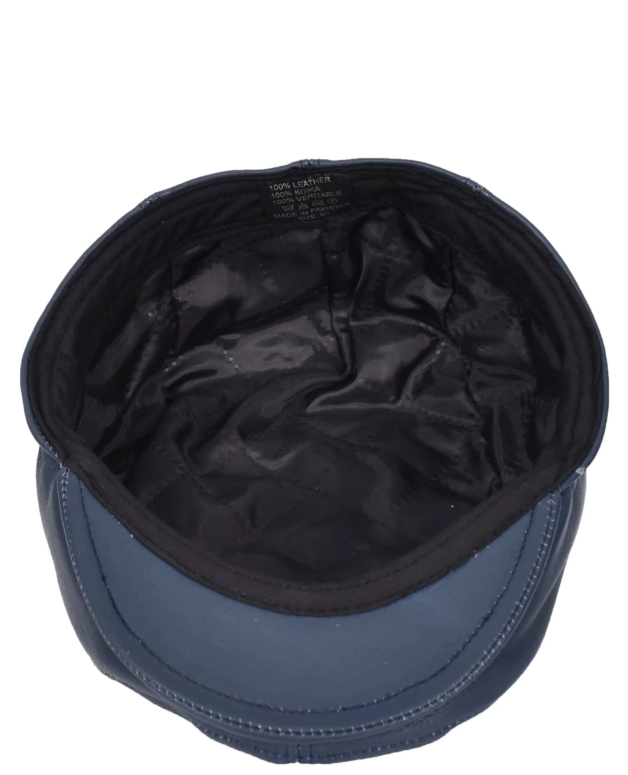 Soft Leather Classic Flat Cap Blue