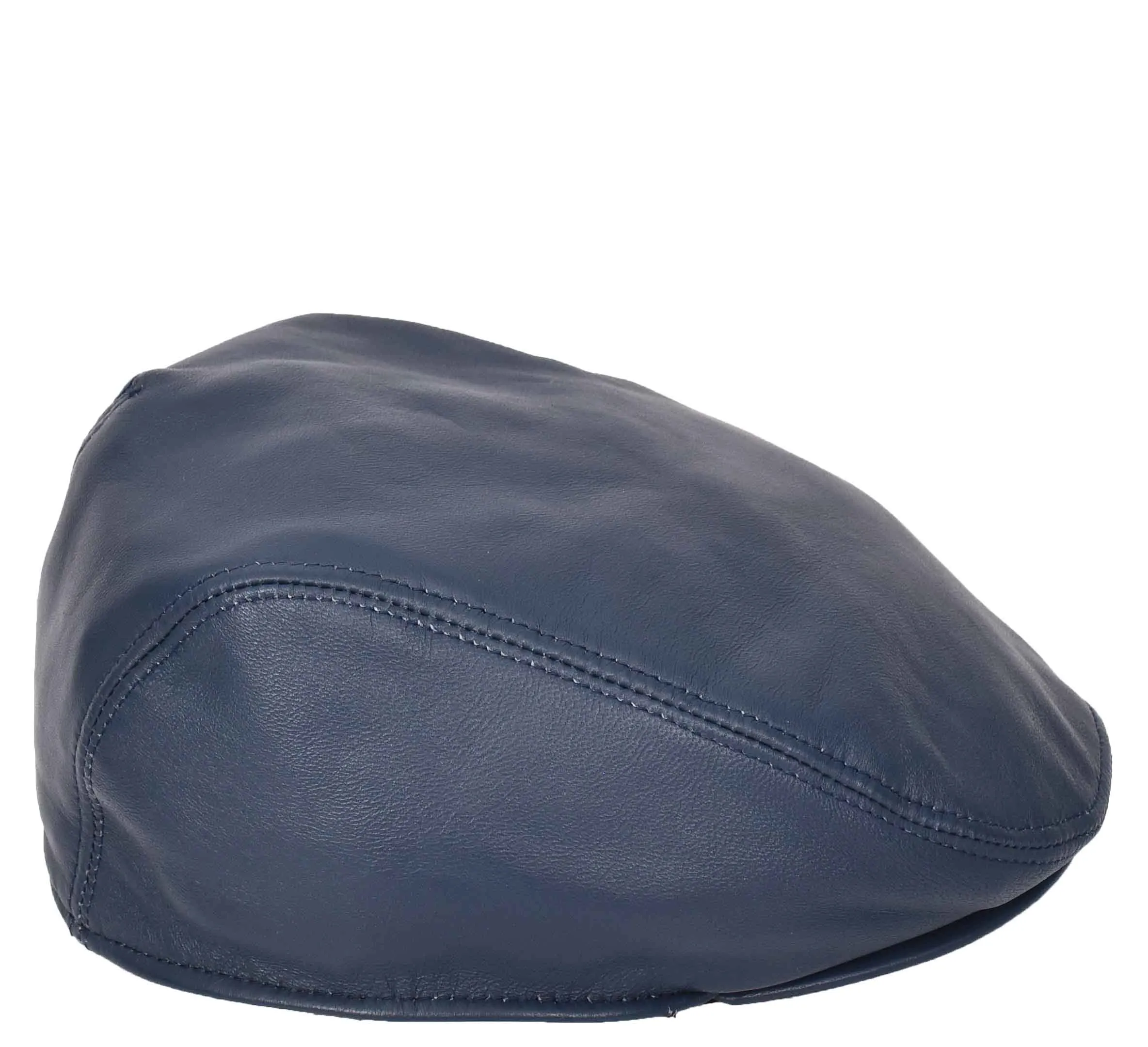 Soft Leather Classic Flat Cap Blue