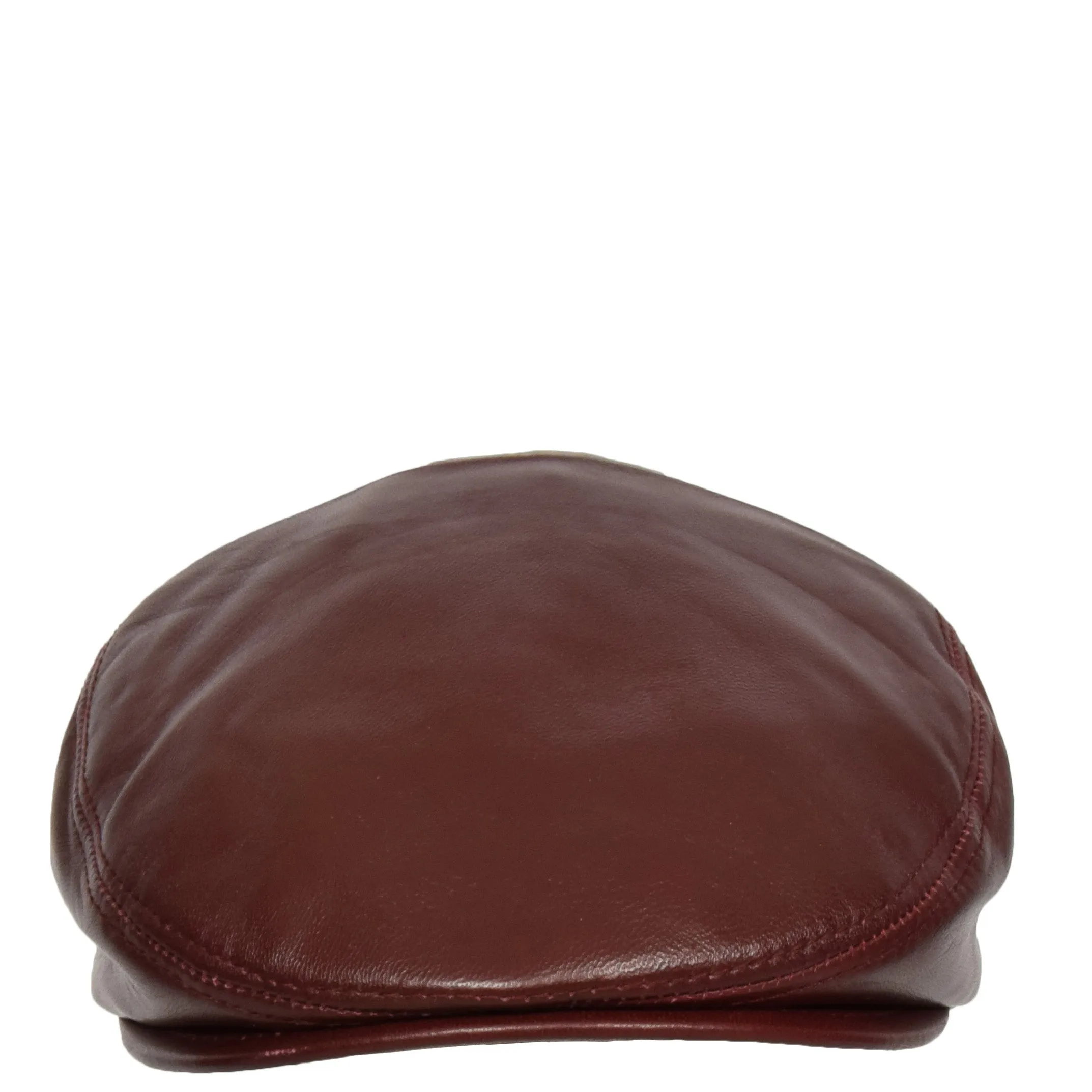 Soft Leather Classic Flat Cap Burgundy