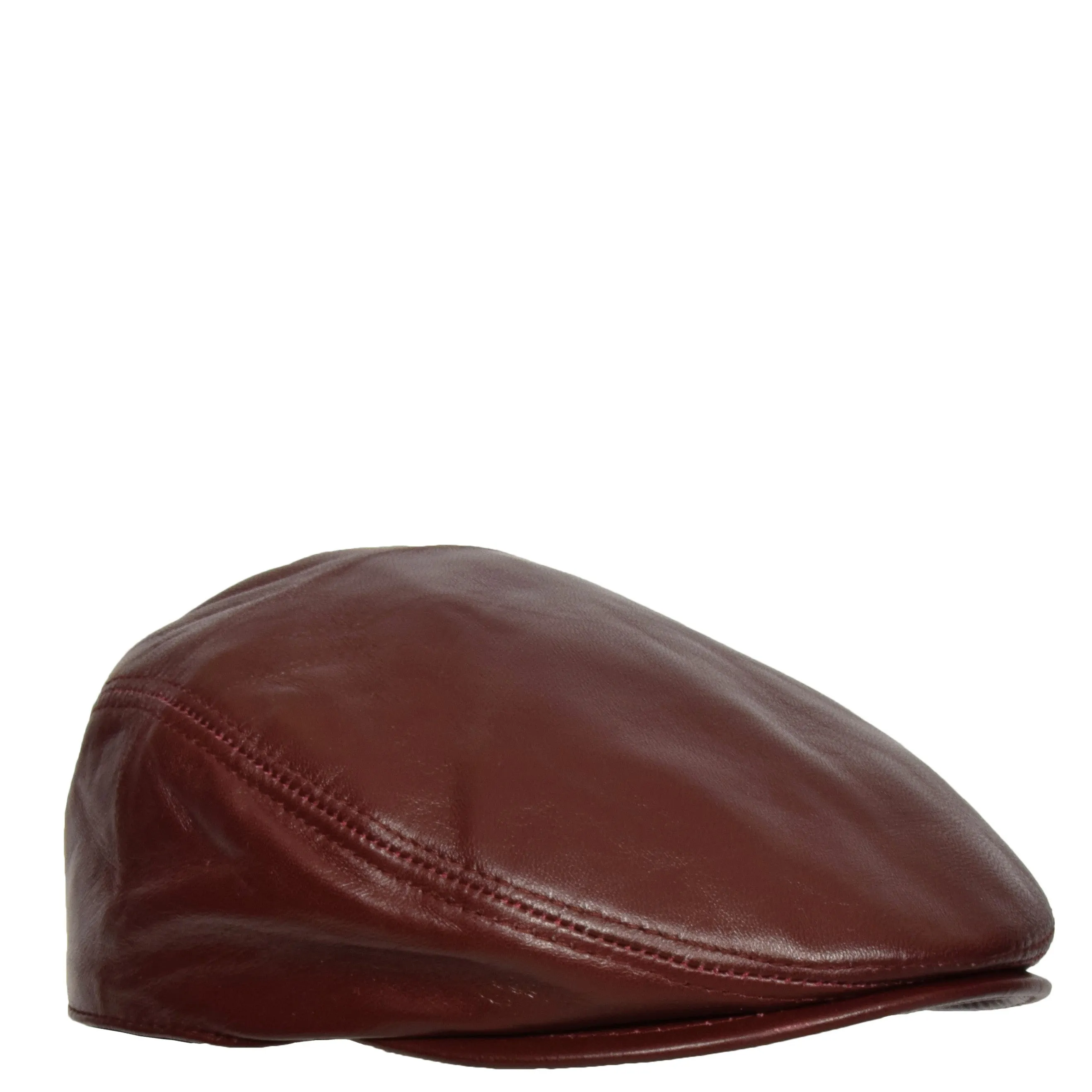 Soft Leather Classic Flat Cap Burgundy