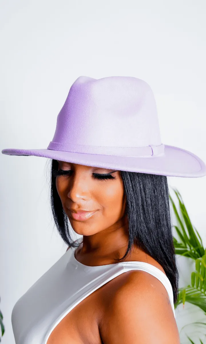 Still Trending | Wide Brim Panama Felt Fedora Hat with Band - Camel