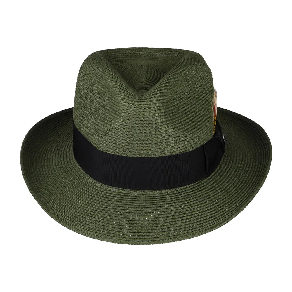 Summer C-Crown Straw Fedora Hat Olive Wholesale Pack