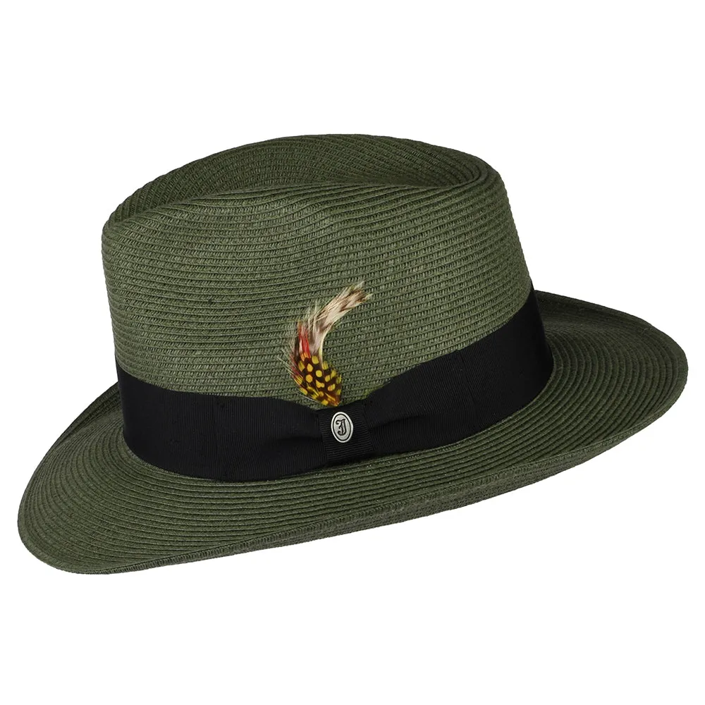 Summer C-Crown Straw Fedora Hat Olive Wholesale Pack