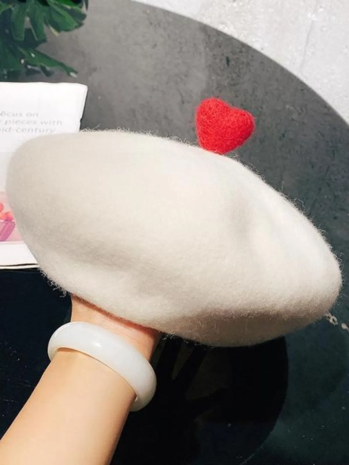 Sweet Affection Wool 3D Heart Beret