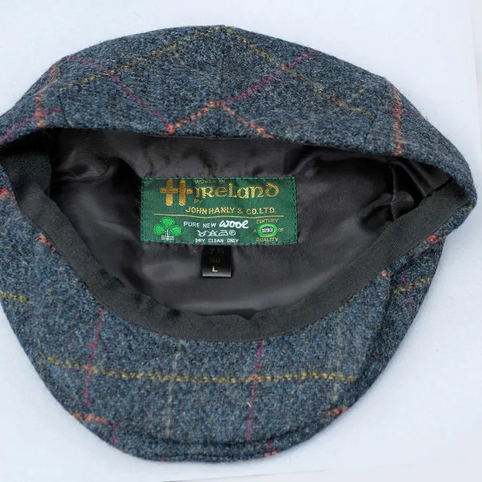 Tweed Flat Cap in navy windowpane